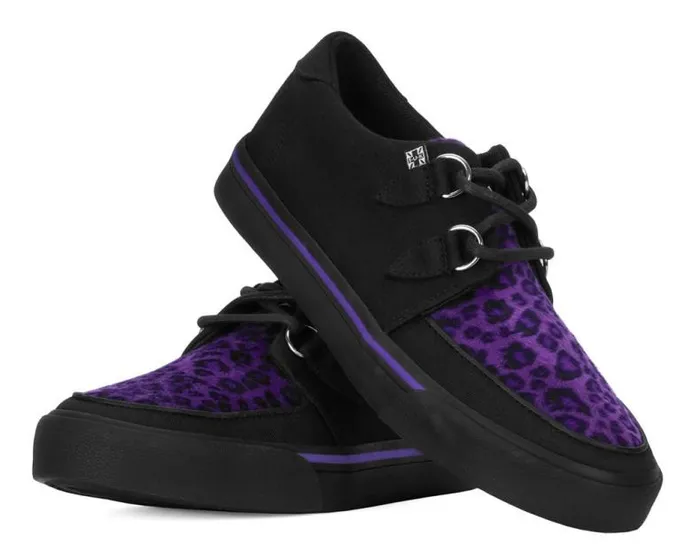 TUK Shoes Sneakers Men Black and Purple Leopard DRing Sneaker TUK Shoes Sneakers Men Black and Purple Leopard DRing Sneaker