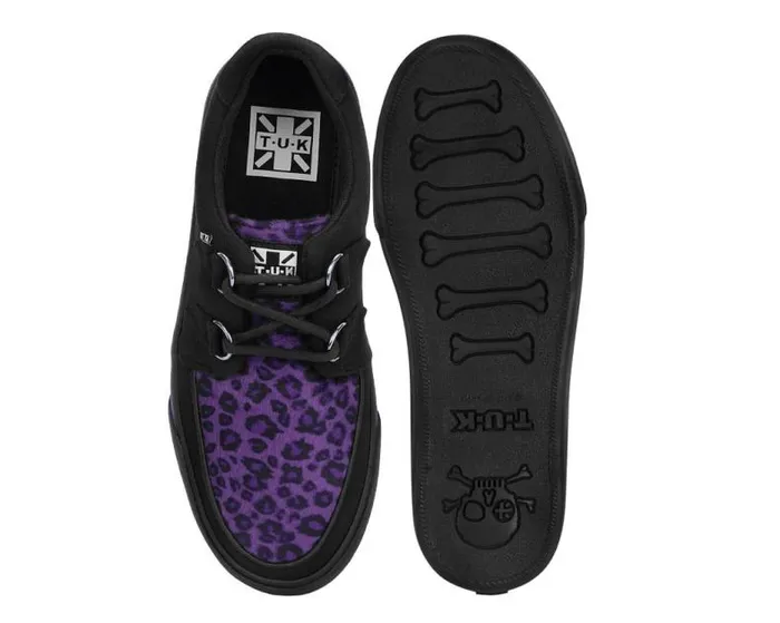 TUK Shoes Sneakers Men Black and Purple Leopard DRing Sneaker TUK Shoes Sneakers Men Black and Purple Leopard DRing Sneaker