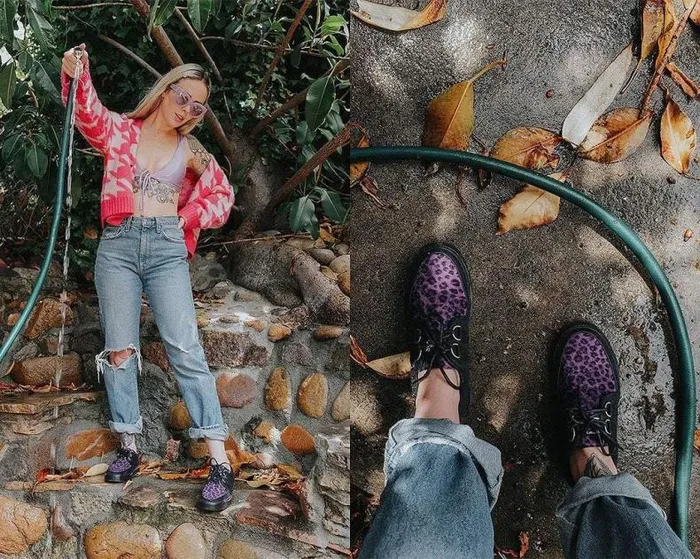 TUK Shoes Sneakers Men Black and Purple Leopard DRing Sneaker TUK Shoes Sneakers Men Black and Purple Leopard DRing Sneaker