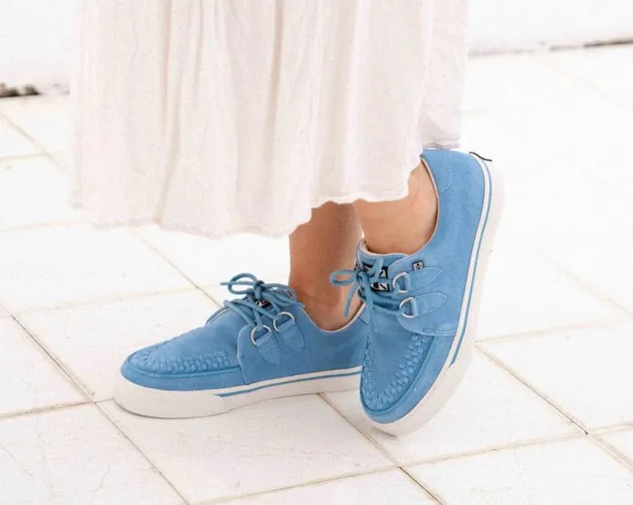 TUK Shoes Sneakers Men Tranquil Blue Suede DRing Interlace Sneaker TUK Shoes Sneakers Men Tranquil Blue Suede DRing Interlace Sneaker