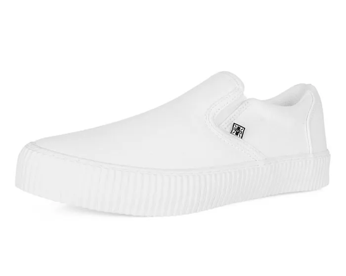 TUK Shoes Sneakers Women White Twill SlipOn Creeper Sneaker