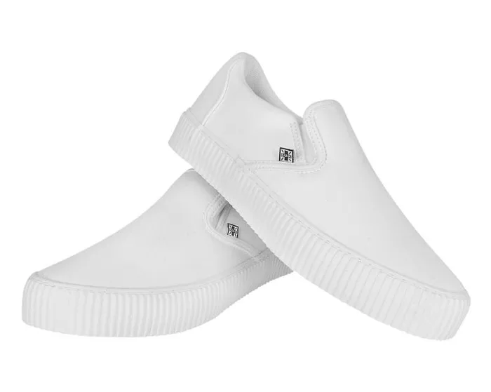TUK Shoes Sneakers Women White Twill SlipOn Creeper Sneaker TUK Shoes Sneakers Women White Twill SlipOn Creeper Sneaker