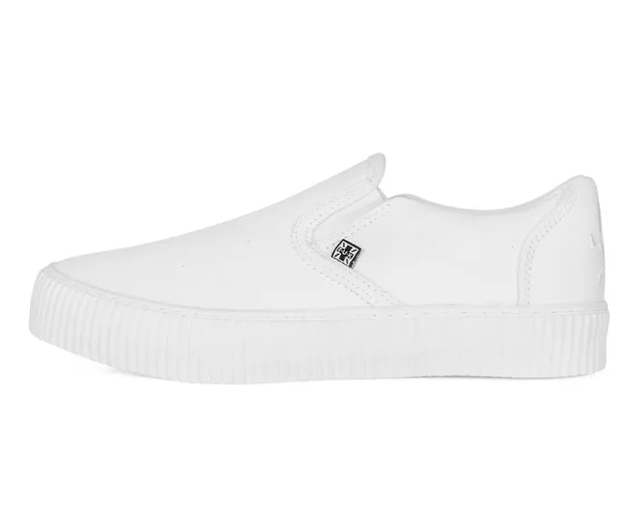 TUK Shoes Sneakers Women White Twill SlipOn Creeper Sneaker TUK Shoes Sneakers Women White Twill SlipOn Creeper Sneaker