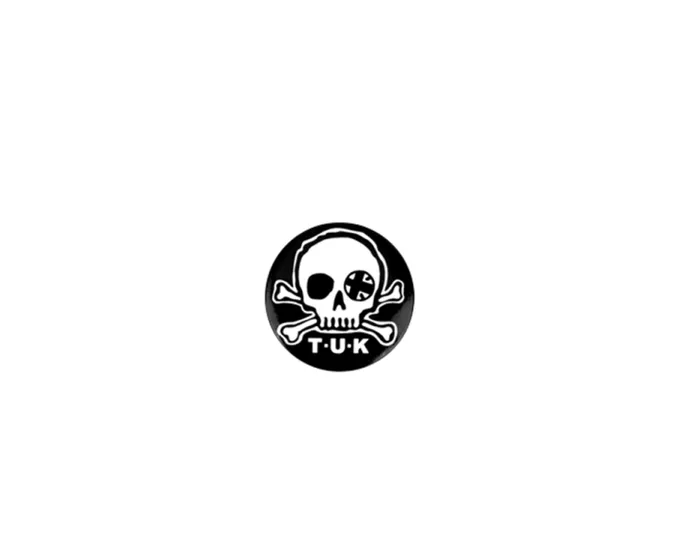 TUK Shoes Stickers Pins Patches Totes Adult Black and White Skull Logo Pin TUK Shoes Stickers Pins Patches Totes Adult Black and White Skull Logo Pin
