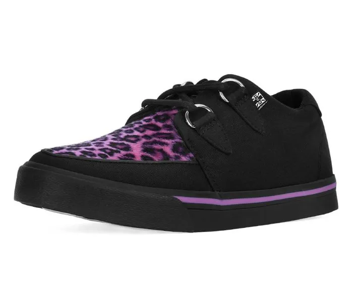 TUK Shoes Vegan Men Black and Pink Leopard DRing Vegan Sneakers