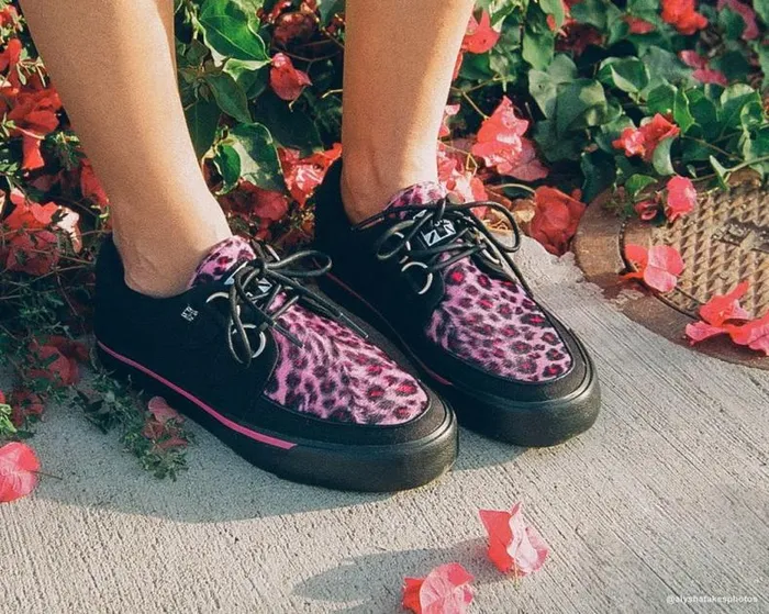 TUK Shoes Vegan Men Black and Pink Leopard DRing Vegan Sneakers TUK Shoes Vegan Men Black and Pink Leopard DRing Vegan Sneakers