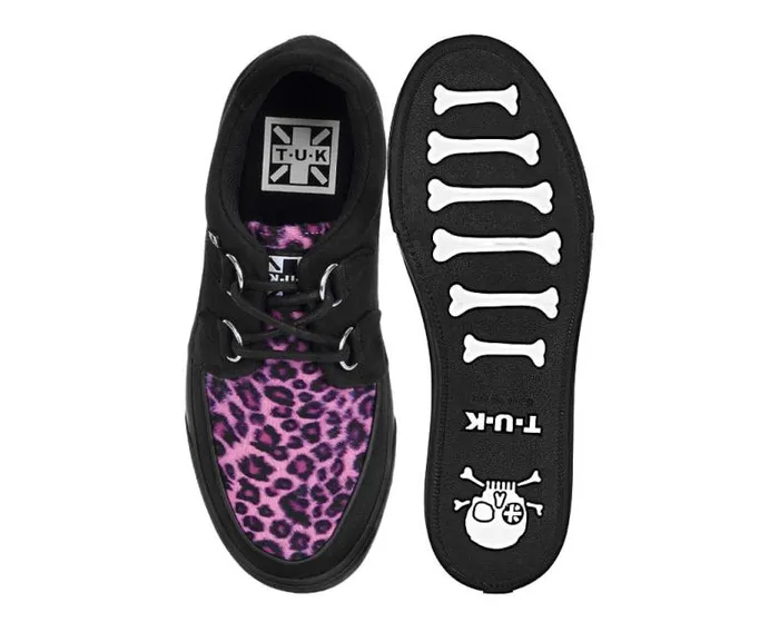 TUK Shoes Vegan Men Black and Pink Leopard DRing Vegan Sneakers TUK Shoes Vegan Men Black and Pink Leopard DRing Vegan Sneakers