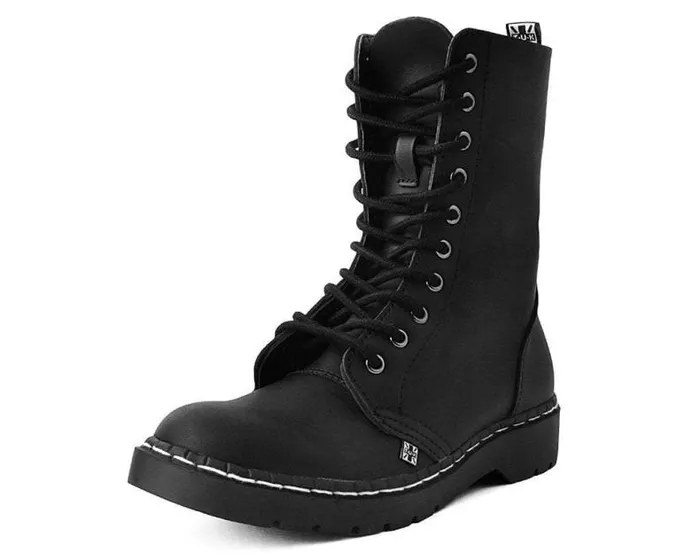 TUK Shoes Vegan Men Black Faux Leather 10Eyelet Gibson Boots