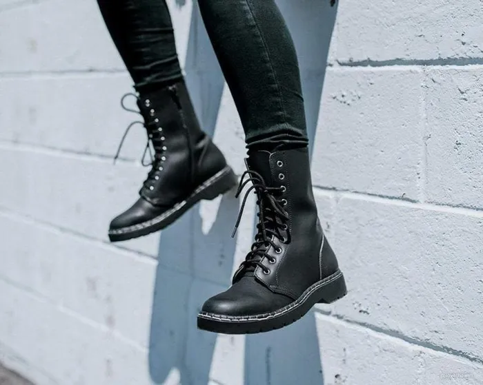 TUK Shoes Vegan Men Black Faux Leather 10Eyelet Gibson Boots TUK Shoes Vegan Men Black Faux Leather 10Eyelet Gibson Boots