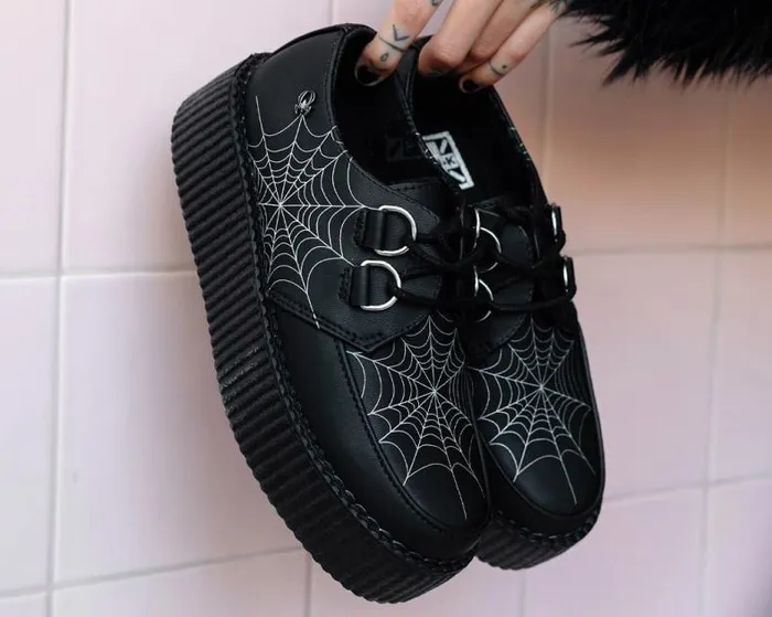 TUK Shoes Vegan Men Black Glow Spiderweb Viva Mondo Creeper TUK Shoes Vegan Men Black Glow Spiderweb Viva Mondo Creeper