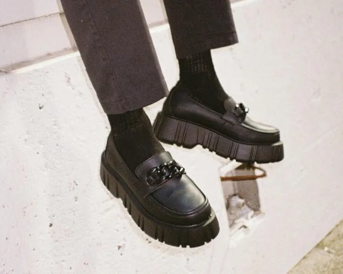 TUK Shoes Vegan Men Black TUKskin Anarchic Airship Chain Loafer TUK Shoes Vegan Men Black TUKskin Anarchic Airship Chain Loafer