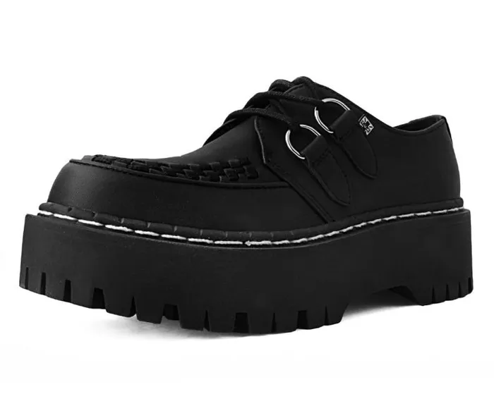 TUK Shoes Vegan Men Black TUKskin Interlace Double Decker Creeper