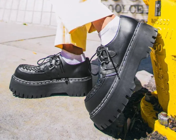 TUK Shoes Vegan Men Black TUKskin Interlace Double Decker Creeper TUK Shoes Vegan Men Black TUKskin Interlace Double Decker Creeper