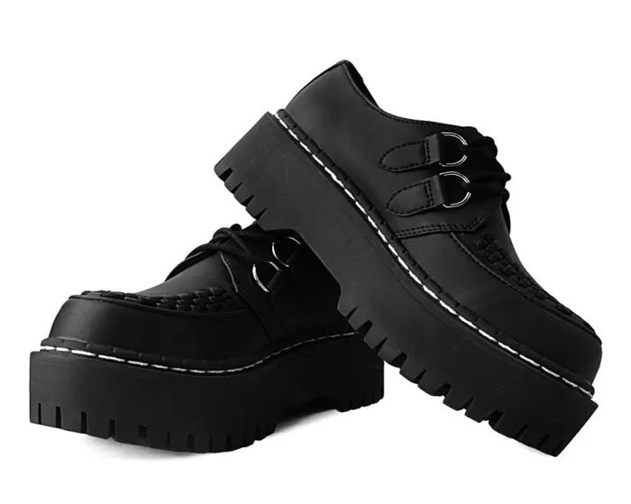 TUK Shoes Vegan Men Black TUKskin Interlace Double Decker Creeper TUK Shoes Vegan Men Black TUKskin Interlace Double Decker Creeper