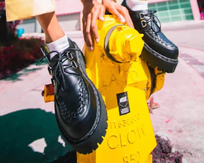 TUK Shoes Vegan Men Black TUKskin Interlace Double Decker Creeper TUK Shoes Vegan Men Black TUKskin Interlace Double Decker Creeper