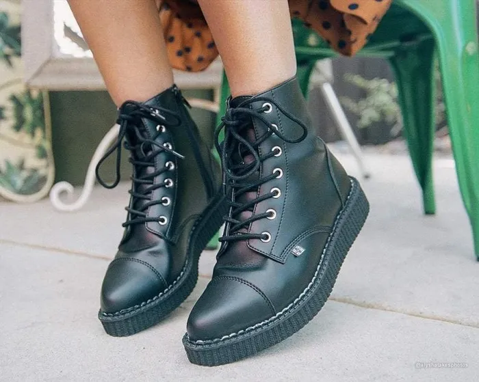 TUK Shoes Vegan Men Black TUKskin Vegan Pointed Lace Up Creeper Boots TUK Shoes Vegan Men Black TUKskin Vegan Pointed Lace Up Creeper Boots