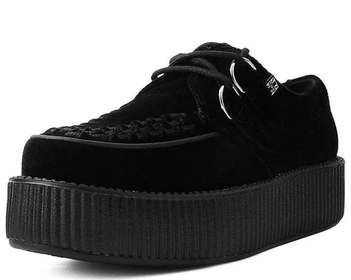TUK Shoes Vegan Men Black Velvet Vegan Viva Mondo Creepers