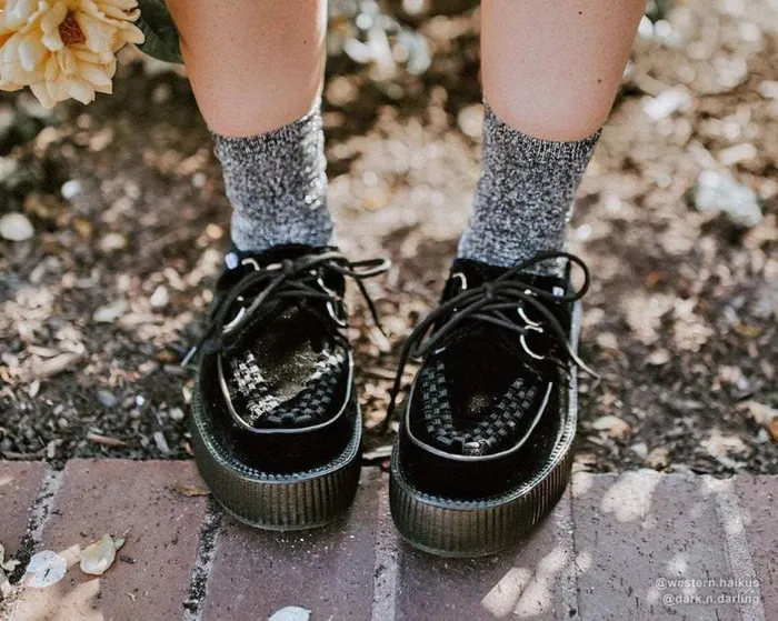 TUK Shoes Vegan Men Black Velvet Vegan Viva Mondo Creepers TUK Shoes Vegan Men Black Velvet Vegan Viva Mondo Creepers
