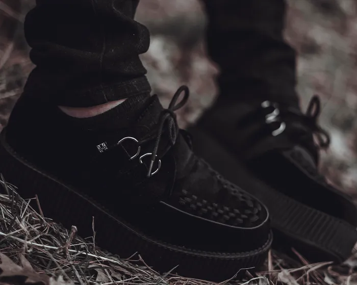 TUK Shoes Vegan Men Black Velvet Vegan Viva Mondo Creepers TUK Shoes Vegan Men Black Velvet Vegan Viva Mondo Creepers