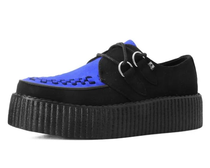 TUK Shoes Vegan Women Black and Cobalt Blue Viva Mondo Creeper