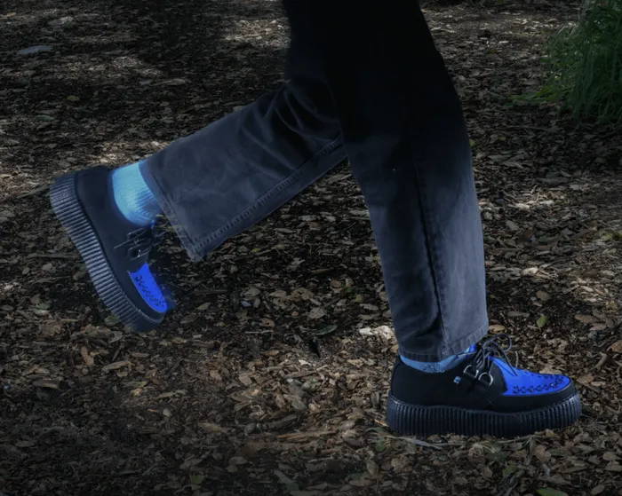 TUK Shoes Vegan Women Black and Cobalt Blue Viva Mondo Creeper TUK Shoes Vegan Women Black and Cobalt Blue Viva Mondo Creeper