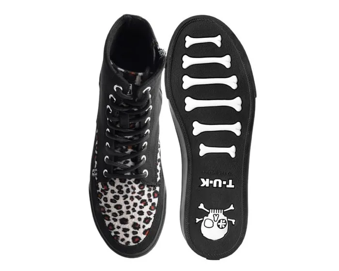 TUK Shoes Vegan Women Black Canvas and Leopard 8Eye Sneaker Boot TUK Shoes Vegan Women Black Canvas and Leopard 8Eye Sneaker Boot