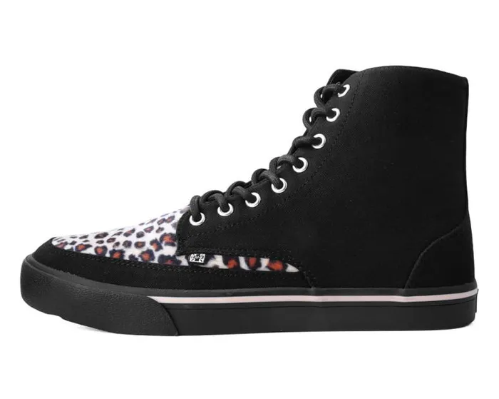 TUK Shoes Vegan Women Black Canvas and Leopard 8Eye Sneaker Boot TUK Shoes Vegan Women Black Canvas and Leopard 8Eye Sneaker Boot