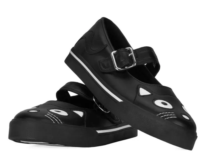 TUK Shoes Vegan Women Black Kitty Face Vegan Mary Jane Sneakers TUK Shoes Vegan Women Black Kitty Face Vegan Mary Jane Sneakers