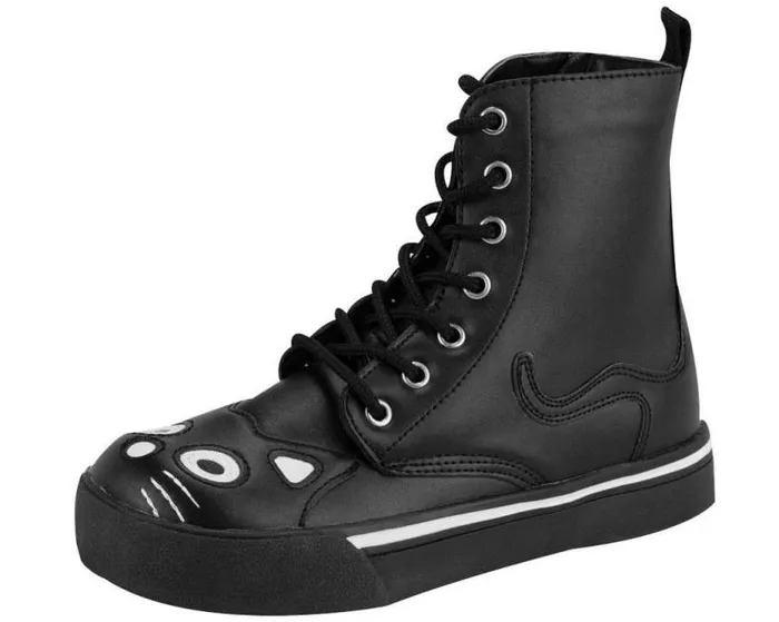 TUK Shoes Vegan Women Black Kitty Sneaker Boot 8211 TUK Shoes