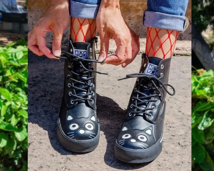 TUK Shoes Vegan Women Black Kitty Sneaker Boot 8211 TUK Shoes TUK Shoes Vegan Women Black Kitty Sneaker Boot 8211 TUK Shoes