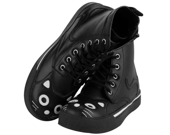 TUK Shoes Vegan Women Black Kitty Sneaker Boot 8211 TUK Shoes TUK Shoes Vegan Women Black Kitty Sneaker Boot 8211 TUK Shoes
