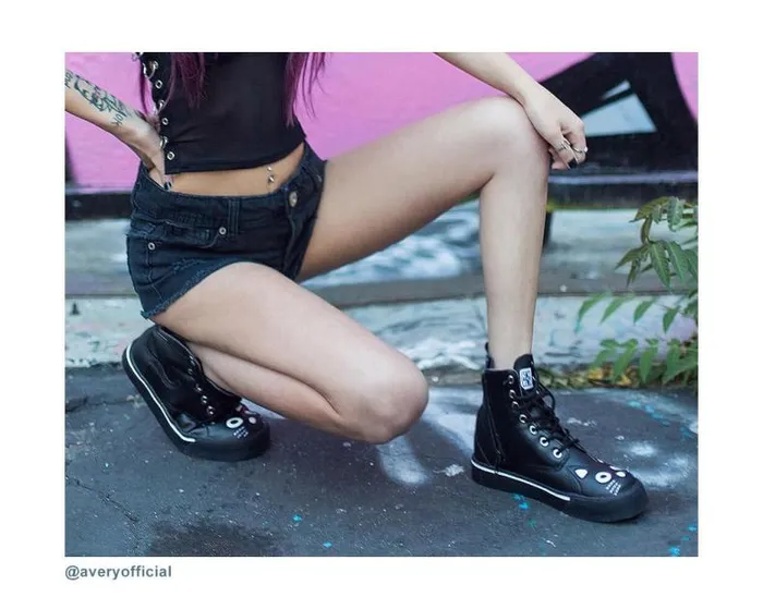 TUK Shoes Vegan Women Black Kitty Sneaker Boot 8211 TUK Shoes TUK Shoes Vegan Women Black Kitty Sneaker Boot 8211 TUK Shoes