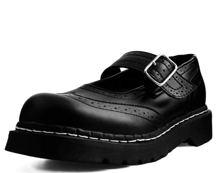 TUK Shoes Vegan Women Black TUKskin Vegan Brogue Mary Janes