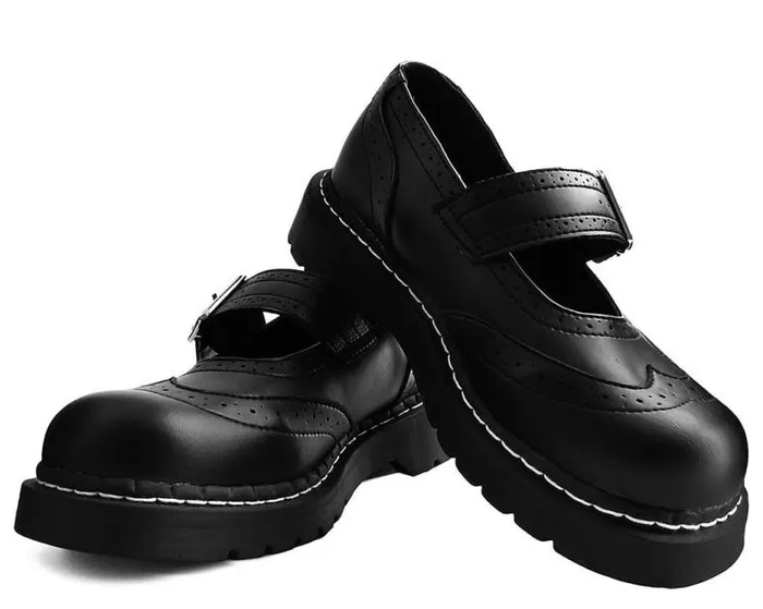 TUK Shoes Vegan Women Black TUKskin Vegan Brogue Mary Janes TUK Shoes Vegan Women Black TUKskin Vegan Brogue Mary Janes