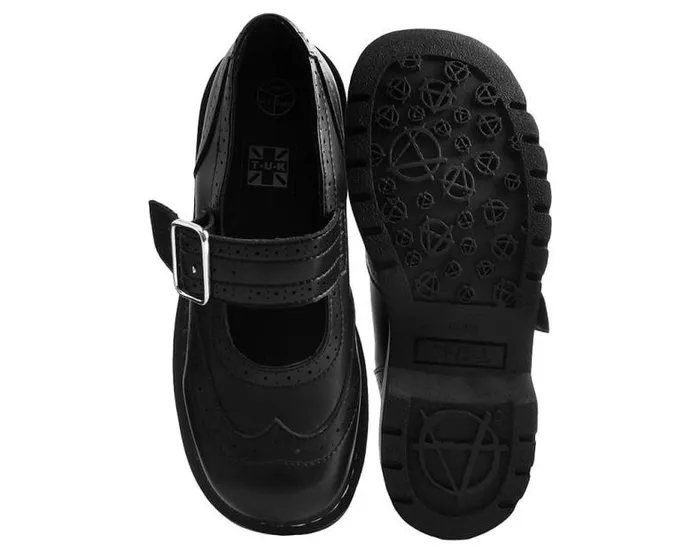 TUK Shoes Vegan Women Black TUKskin Vegan Brogue Mary Janes TUK Shoes Vegan Women Black TUKskin Vegan Brogue Mary Janes