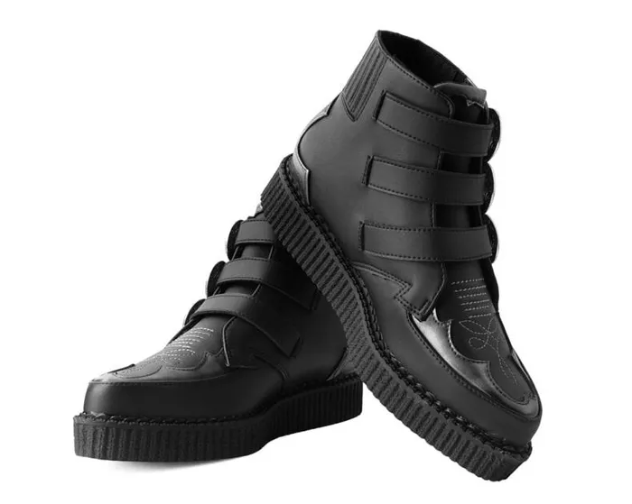 TUK Shoes Vegan Women Black TUKskin Western Antique 3Buckle Pointed Boot TUK Shoes Vegan Women Black TUKskin Western Antique 3Buckle Pointed Boot
