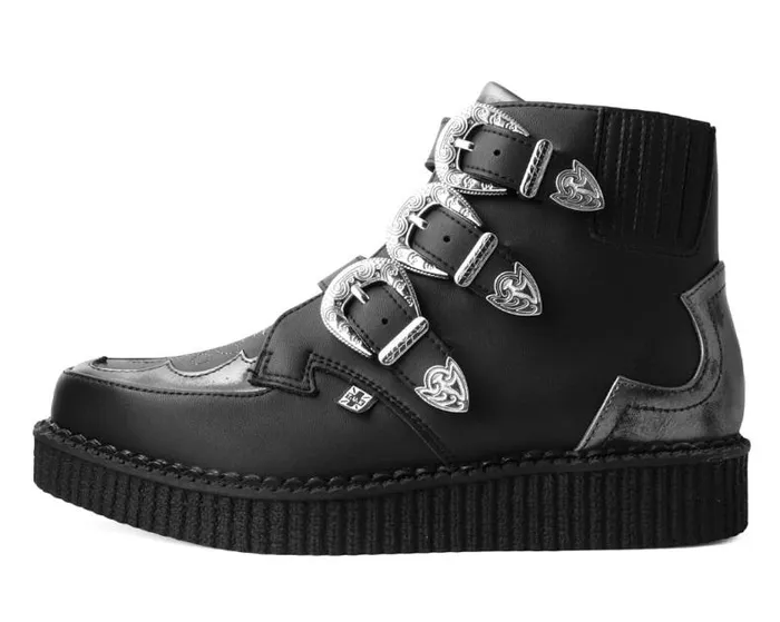 TUK Shoes Vegan Women Black TUKskin Western Antique 3Buckle Pointed Boot TUK Shoes Vegan Women Black TUKskin Western Antique 3Buckle Pointed Boot