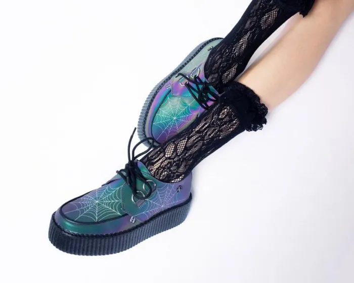 TUK Shoes Vegan Women Midnight Chameleon Reflective Vegan Viva Mondo Creepers TUK Shoes Vegan Women Midnight Chameleon Reflective Vegan Viva Mondo Creepers