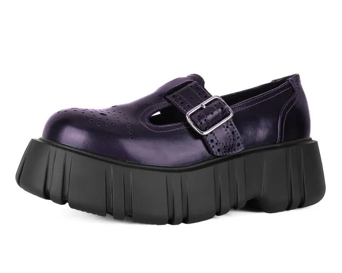 TUK Shoes Vegan Women Purple RubOff TBar Anarchic Airship Brogue
