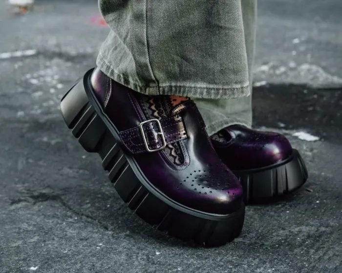 TUK Shoes Vegan Women Purple RubOff TBar Anarchic Airship Brogue TUK Shoes Vegan Women Purple RubOff TBar Anarchic Airship Brogue
