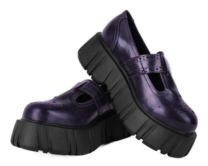 TUK Shoes Vegan Women Purple RubOff TBar Anarchic Airship Brogue TUK Shoes Vegan Women Purple RubOff TBar Anarchic Airship Brogue