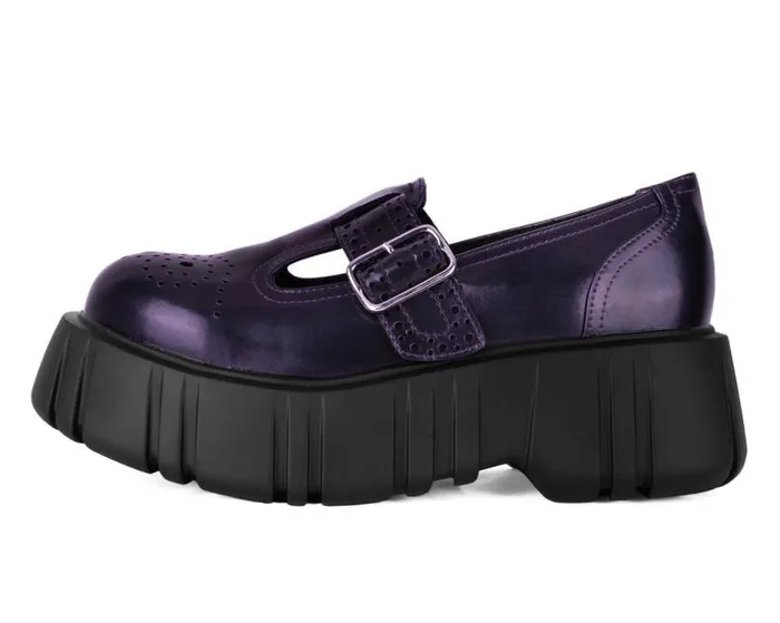 TUK Shoes Vegan Women Purple RubOff TBar Anarchic Airship Brogue TUK Shoes Vegan Women Purple RubOff TBar Anarchic Airship Brogue