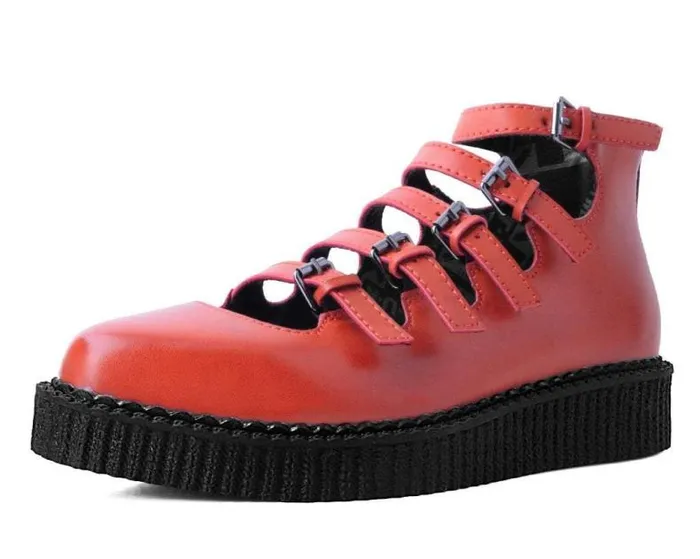 TUK Shoes Vegan Women Rust Burnished TUKskin MultiStrap Pointed Mary Jane