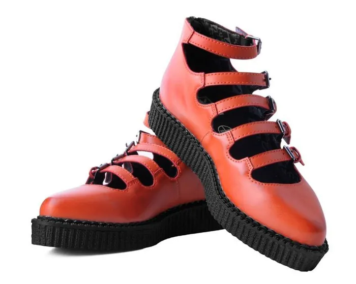 TUK Shoes Vegan Women Rust Burnished TUKskin MultiStrap Pointed Mary Jane TUK Shoes Vegan Women Rust Burnished TUKskin MultiStrap Pointed Mary Jane