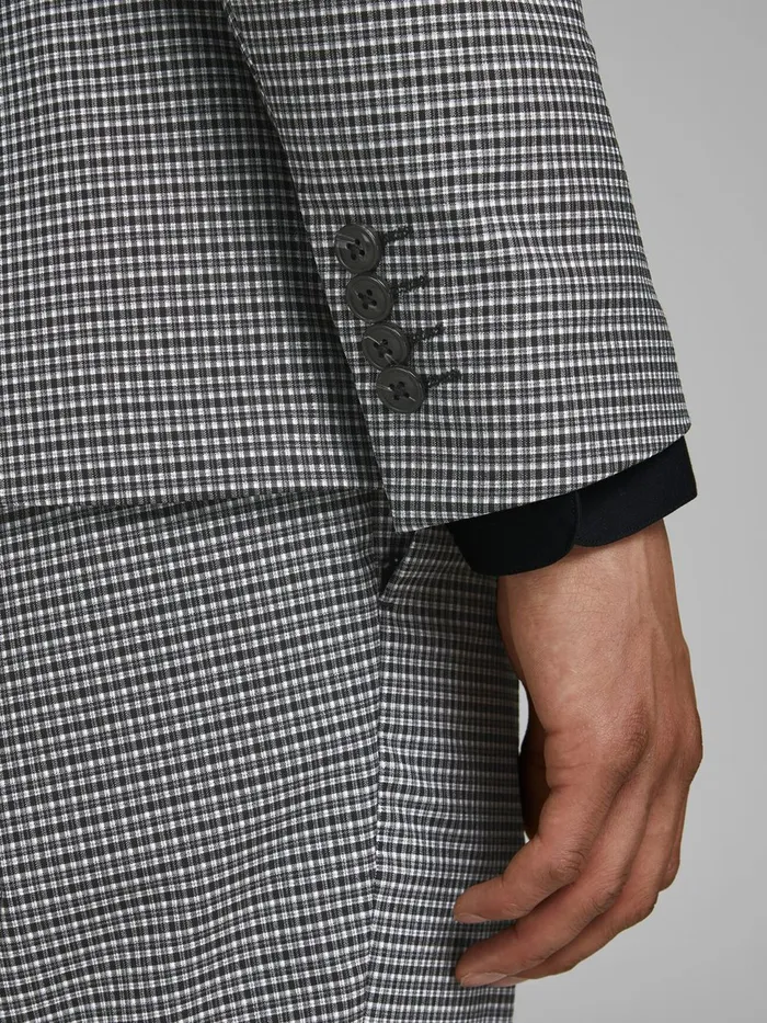Tailoring JACK and JONES Mens CHECKED SUPER SLIM FIT BLAZER Grey Black