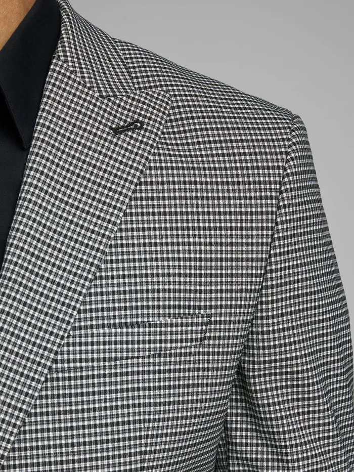 Tailoring JACK and JONES Mens CHECKED SUPER SLIM FIT BLAZER Grey Black