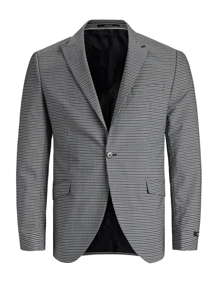 Tailoring JACK and JONES Mens CHECKED SUPER SLIM FIT BLAZER Grey Black