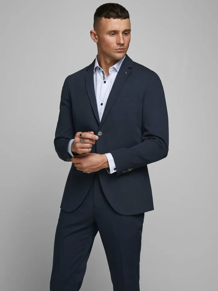 Tailoring JACK and JONES Mens RECYCLED POLYESTER BLAZER Blue Dark Navy