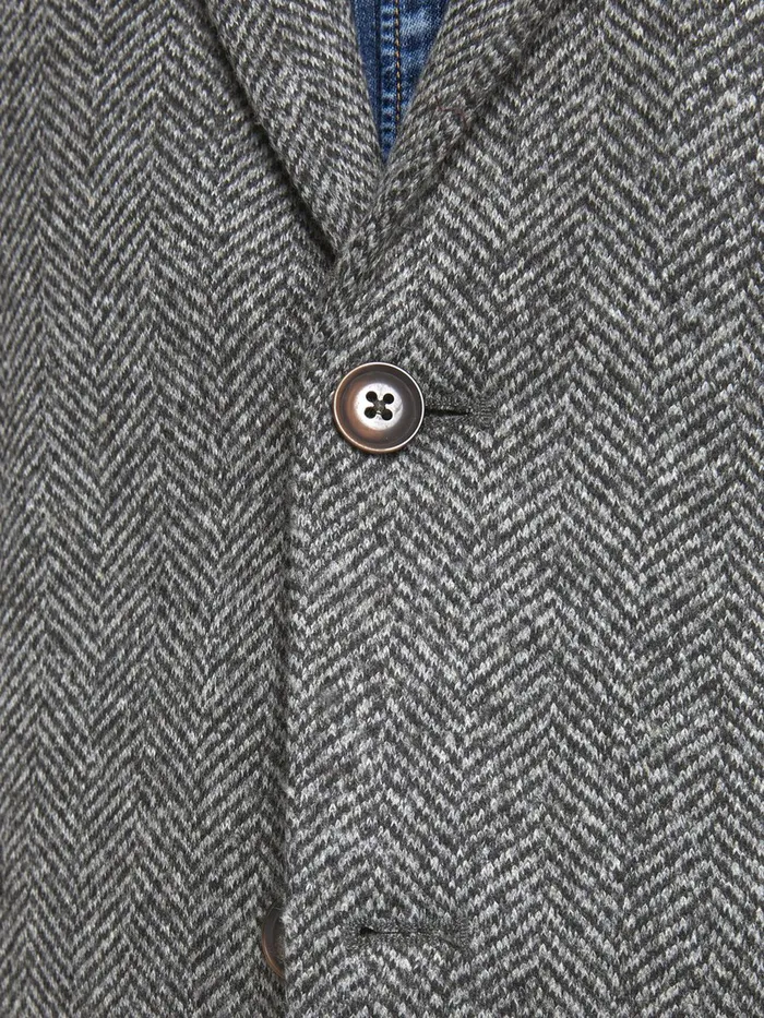 Tailoring JACK and JONES Mens SLIM FIT HERRINGBONE BLAZER Grey Dark Grey Melange