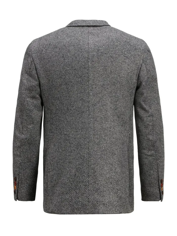 Tailoring JACK and JONES Mens SLIM FIT HERRINGBONE BLAZER Grey Dark Grey Melange